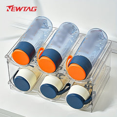 Clear Stackable Water Bottle Organizer 4 Layers Holds 12 Bottles