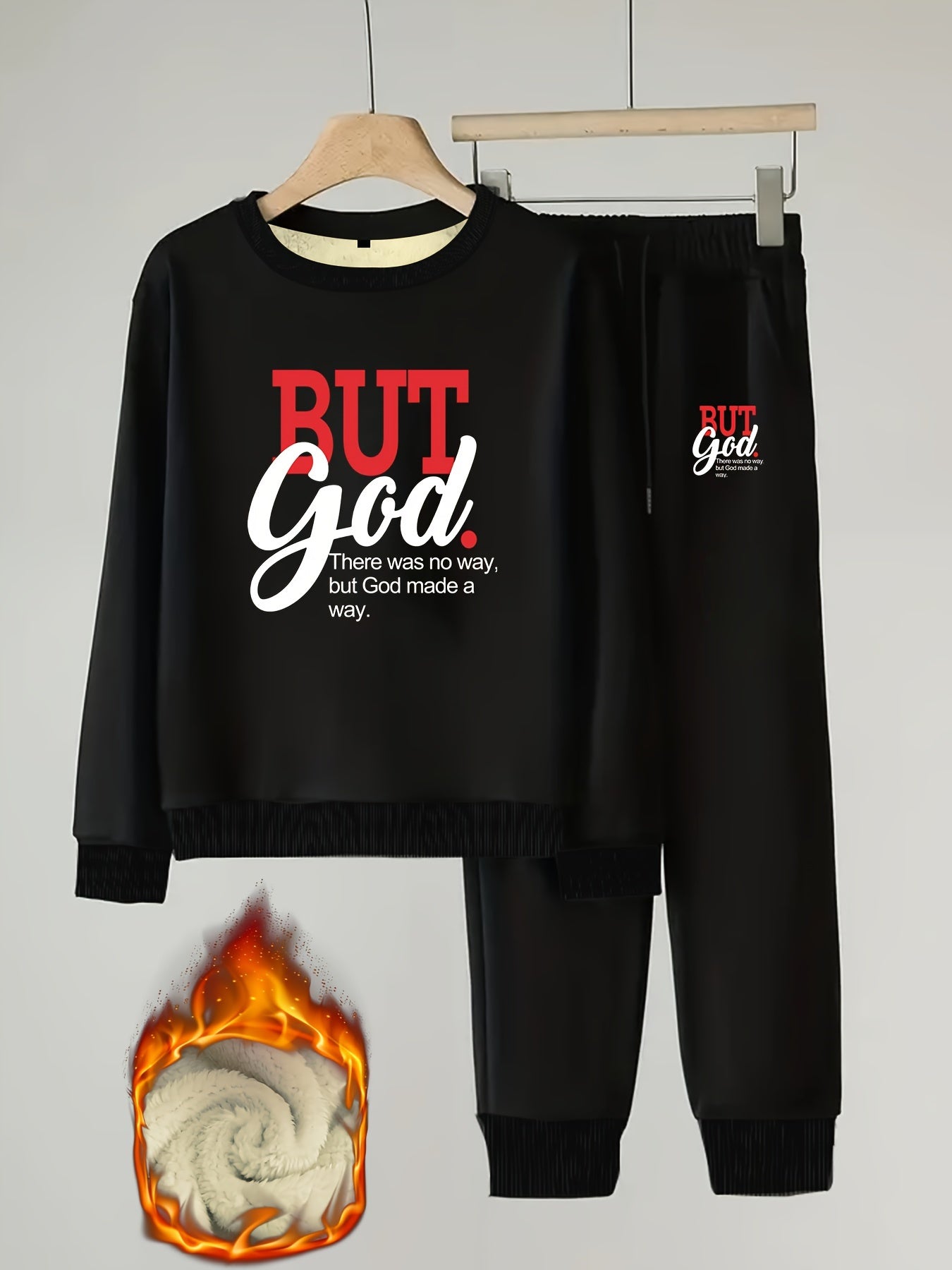 Slogan Print Crew Neck Top & Joggers Set
