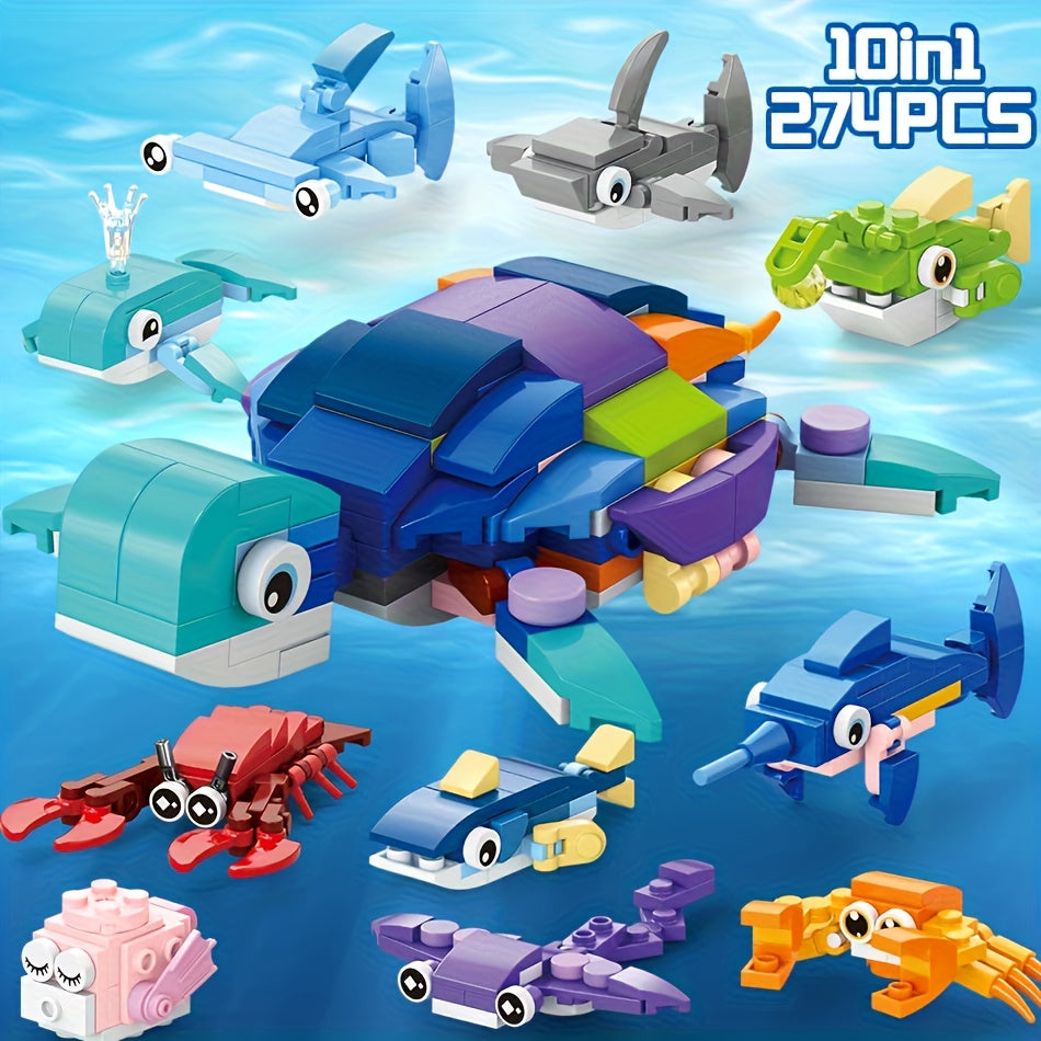 10pcs DIY Model Building Set for Farm Animal Ocean Animal Insect Dinosaur