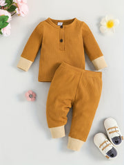 Baby Boys Ribbed Knit Long Sleeve Top Trousers Set