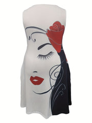 Floral Print Cut Out Tank Dress