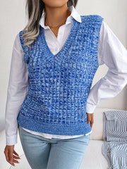 Women's V Neck Sleeveless Knitted Vest Casual Top