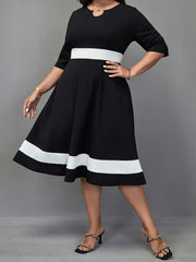 Colorblock A line Midi Dress