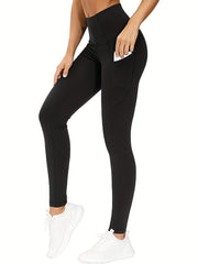 Sports Leggings Wide Waistband Butt Lifting Yoga Pants With Pockets