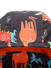 Dino Graphic Print Boy's Hooded Coat Waterproof Windbreaker
