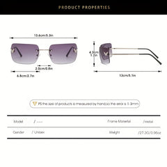 Y2K Rimless Butterfly Sunglasses Gradient Lens UV400