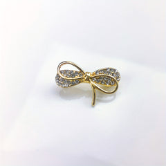 Four Leaf Clover Brooch Metal Lapel Strap Pin Fixed Lucky Clover Bow Knot Pin