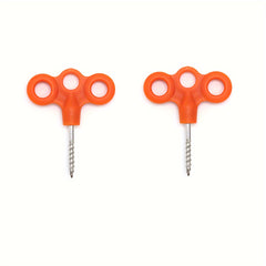 2pcs Stainless Steel Tent Nails w/ Plastic Handle, Windproof Tent Pegs
