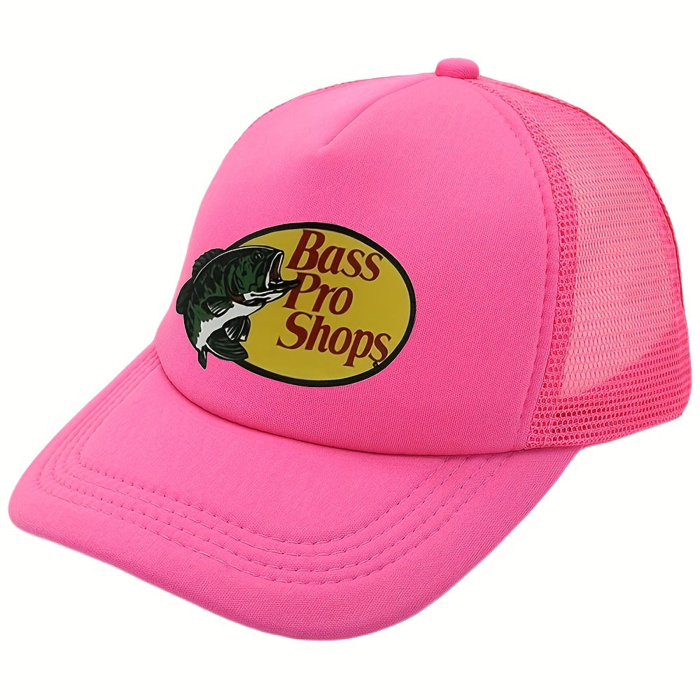 Mesh Trucker Cap Fish Pattern Breathable Baseball Hat for Fishing