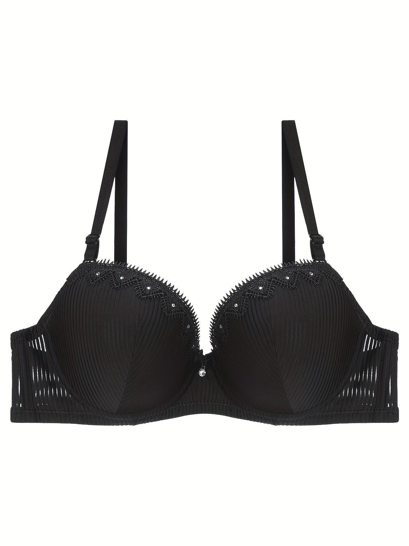 Contrast Lace Push Up Bra Bow Tie Lingerie