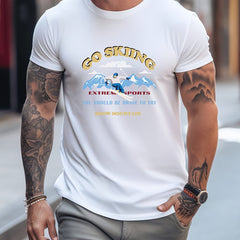 Skiing Graphic Crew Neck Active T shirt for Men