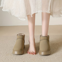 Women's Plush Lined Ankle Boots Platform Slip On Snow Boots