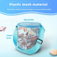 4pcs Beach Toys Mesh Bag Shell Collecting Bag Adjustable Straps Zipper