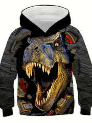 Boys' 3D Dino Hoodie Stretch Sweatshirt Spring Fall