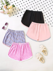 4pcs Girls' Active Shorts Athletic Fit Dry Fit Dolphin Gym Shorts Set