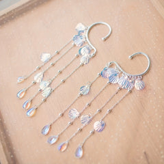 2pcs Colorful Tassel Fairy Earrings Faux Pearl Chinese Style Girls