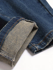 Men's Casual Slim Fit Stretch Denim Jeans with Butterfly Print