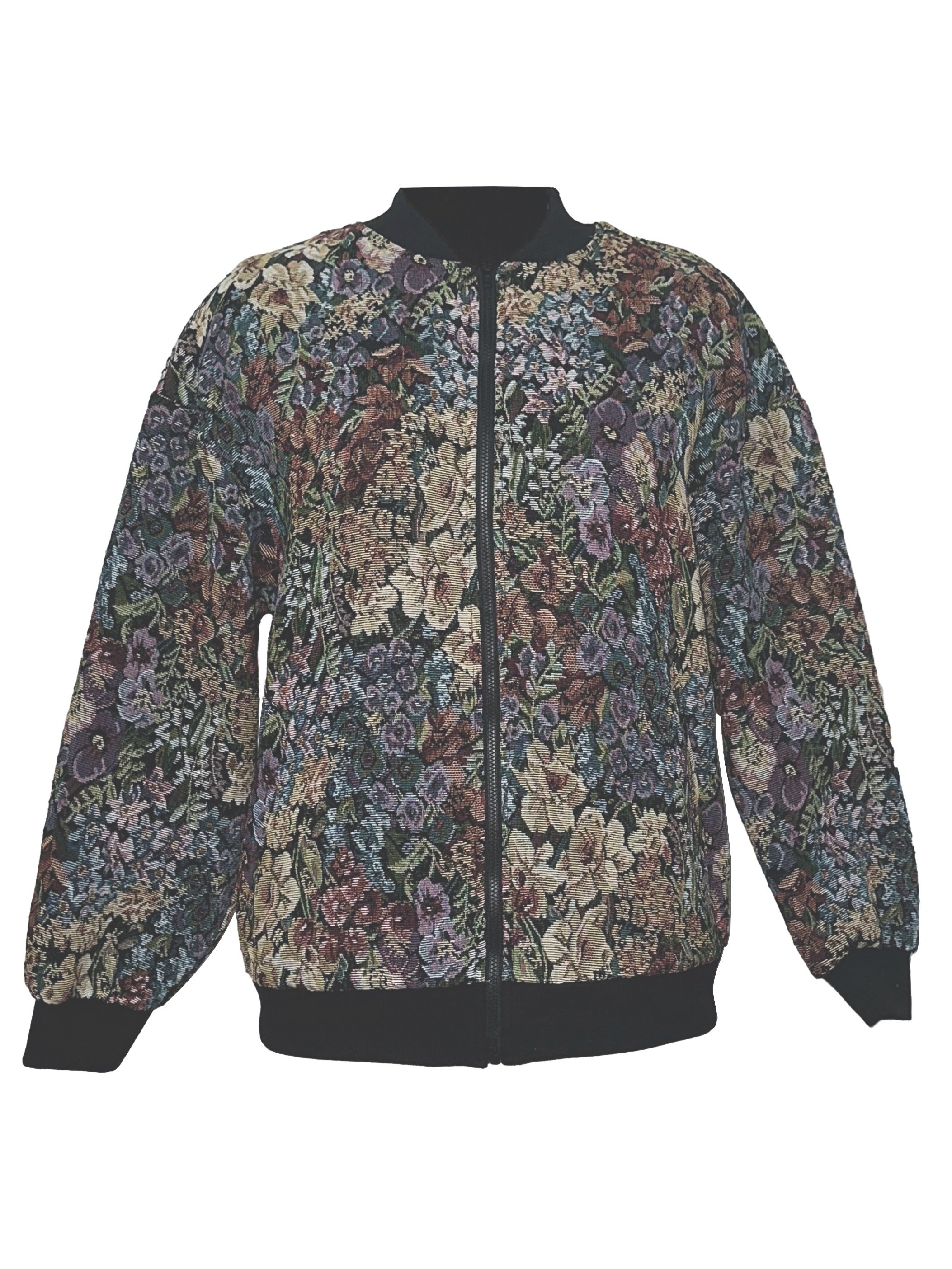 Vintage Baseball Neck Floral Print Jacket Women's Outerwear