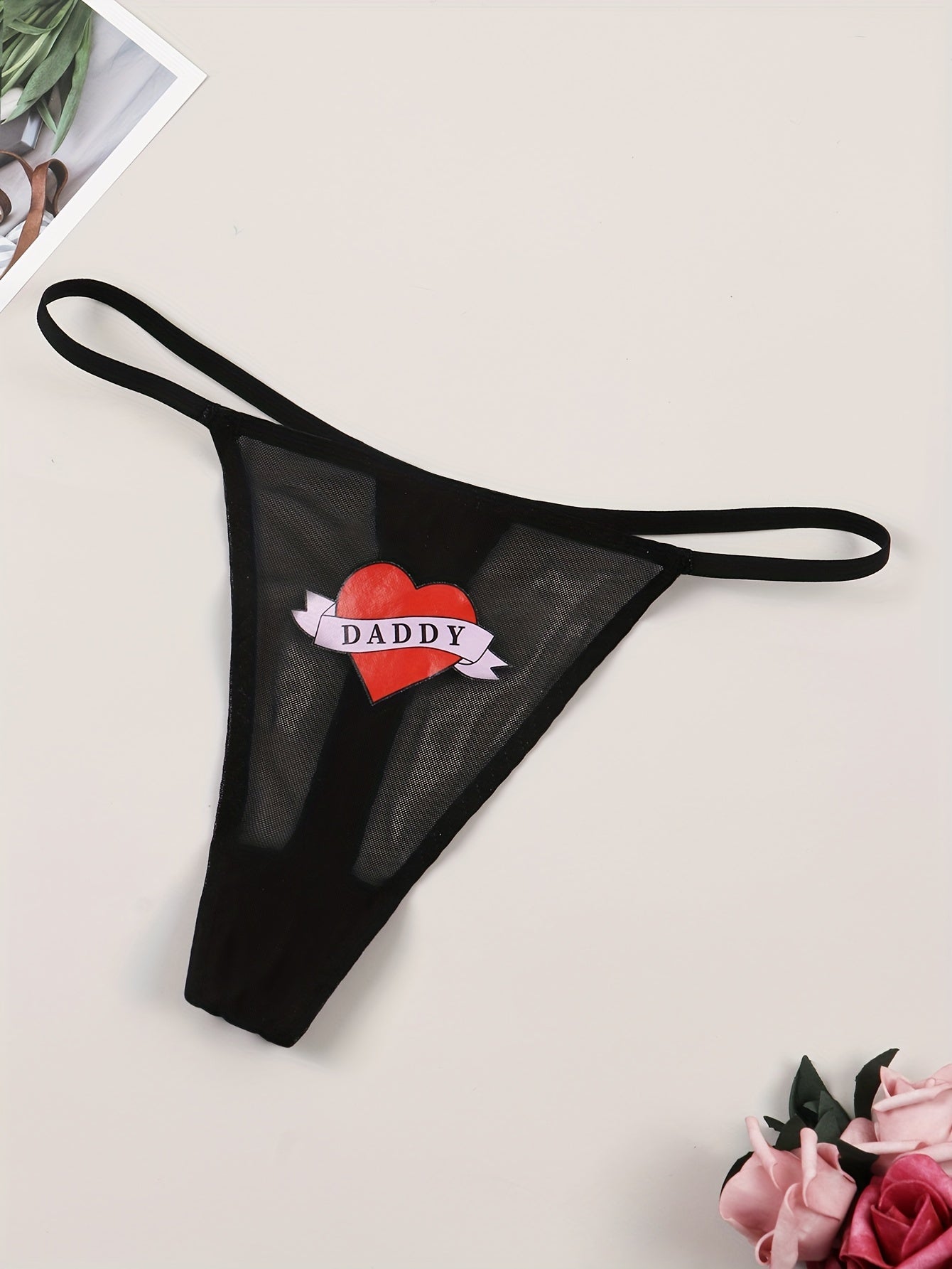 Heart Print Seamless Thongs Low Waist Intimates Panties Women's Lingerie