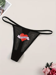 Heart Print Seamless Thongs Low Waist Intimates Panties Women's Lingerie