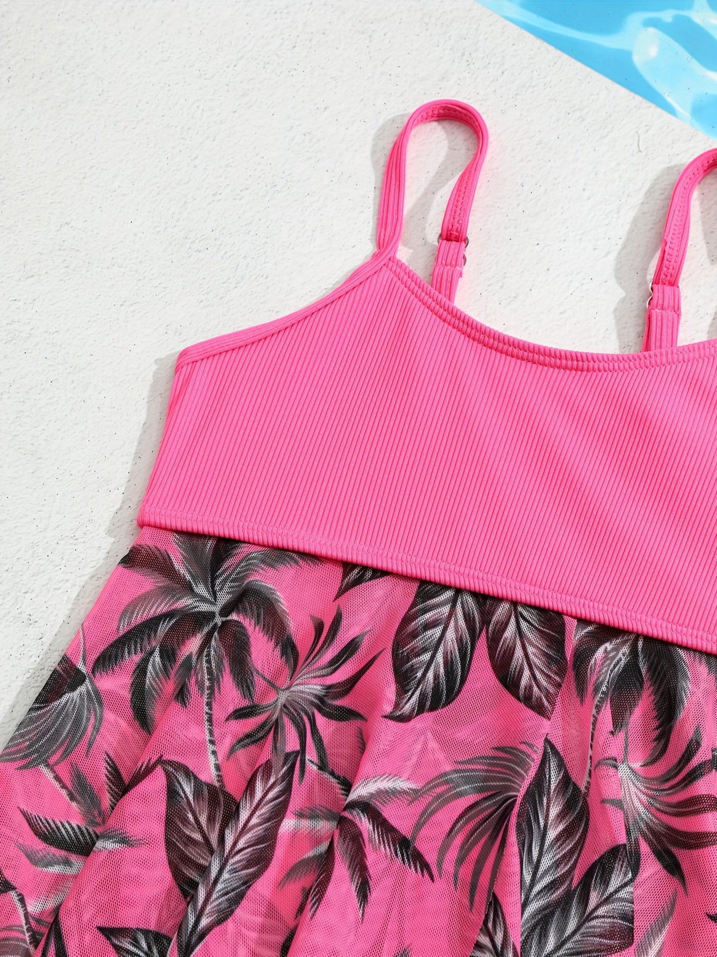 Toddler Girls Coconut Tree Graphic Cami Bikini Tankini Swimsuit