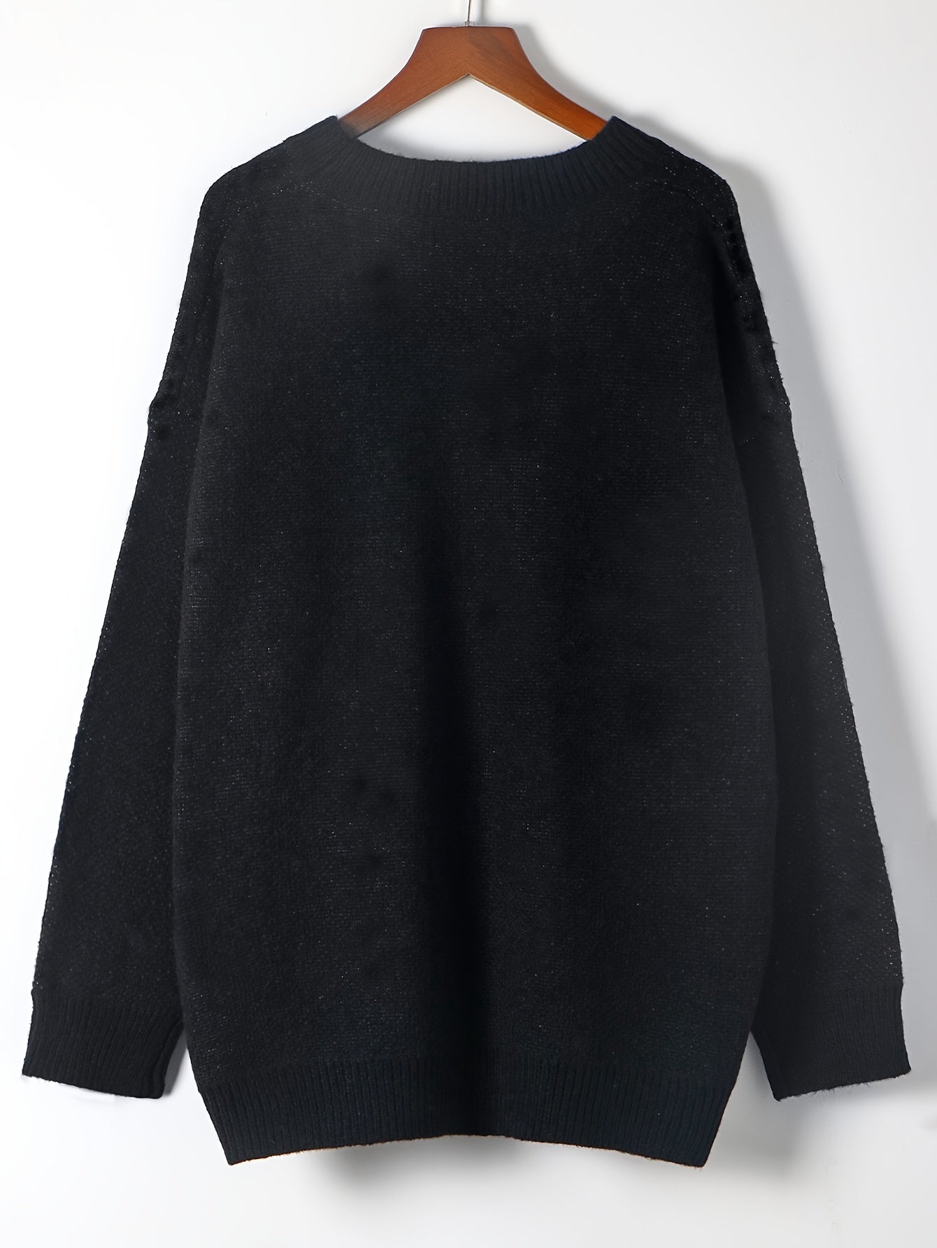 Goth Skull Print Sweater Long Sleeve Round Neck Stretch Jumper