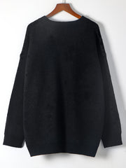 Goth Skull Print Sweater Long Sleeve Round Neck Stretch Jumper