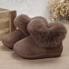 Girl's Furry Snow Boots Warm Cozy Non slip Ankle Boots Plush Comfy Outdoor Shoes