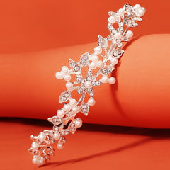 Faux Pearl Rhinestone Flower Crown Hairband Headband Party Favor Decorations