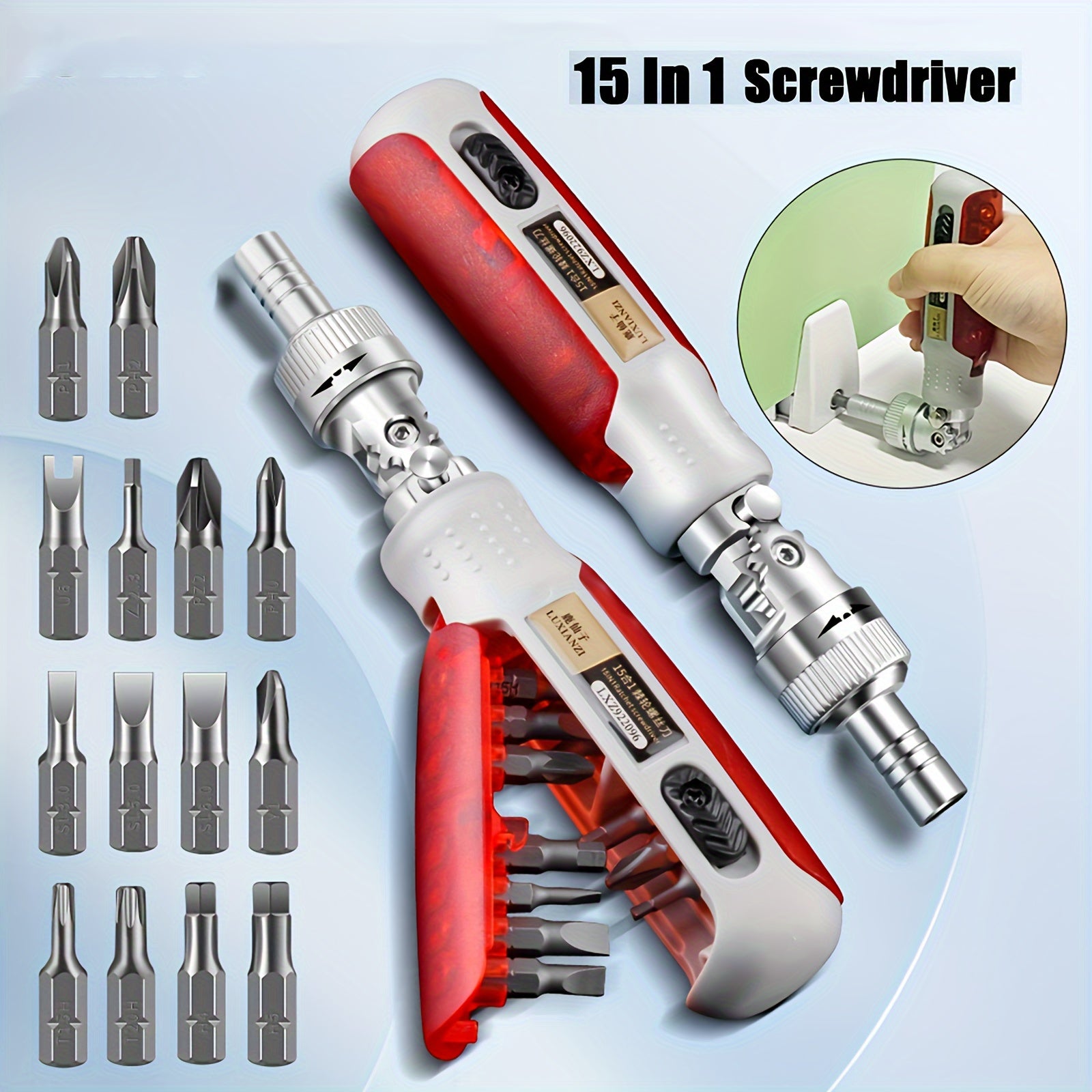Mr Tools 15-in-1 Ratchet Screwdriver Set - Magnetic Bit Multifunctiona