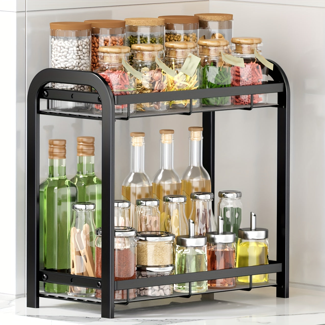 2 Tier Spice Rack Organizer for Cabinet and Countertop