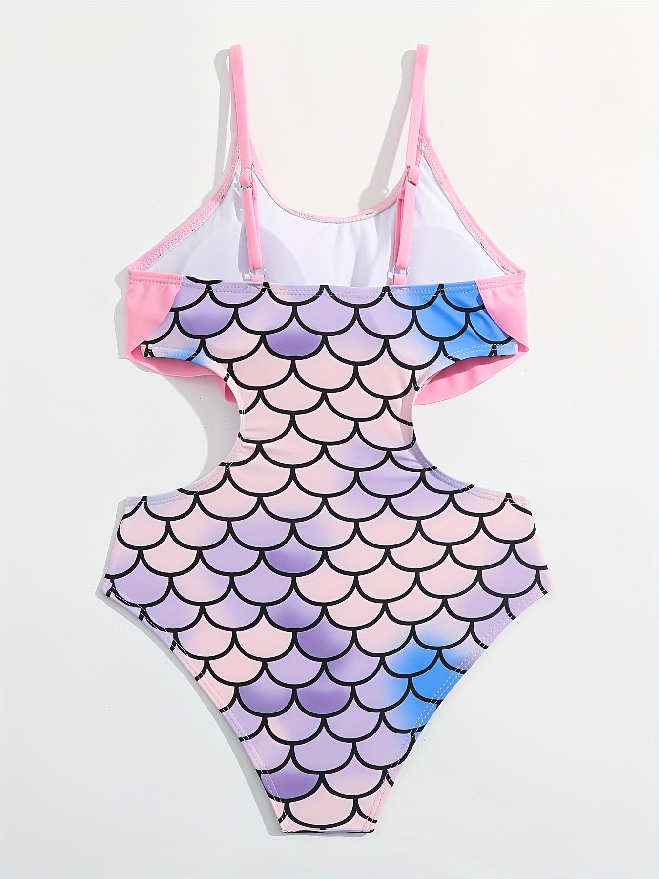 Girls Mermaid Shorts Ruffled Cami Top Swimsuit