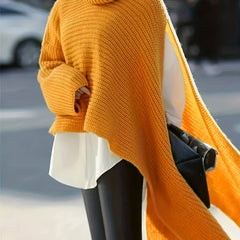 Women's Turtle Neck Irregular Cloak Sweater
