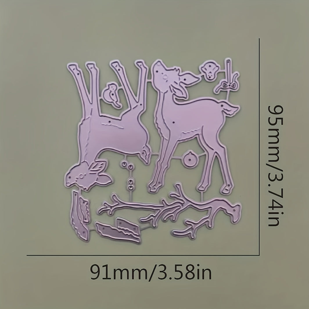 Metal Cutting Dies Branch Bird Two Deers Craft Punch Stencils DIY Card Making