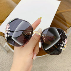 Rhinestone Sunglasses Women Rimless Sunglasses