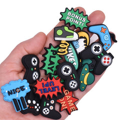 26pcs Gaming Pattern Shoe Charms For Clogs Jibts Bubble Slides Sandals