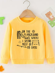 Playground Print Boys Casual Pullover Sweatshirt Long Sleeve Crew Neck Tops