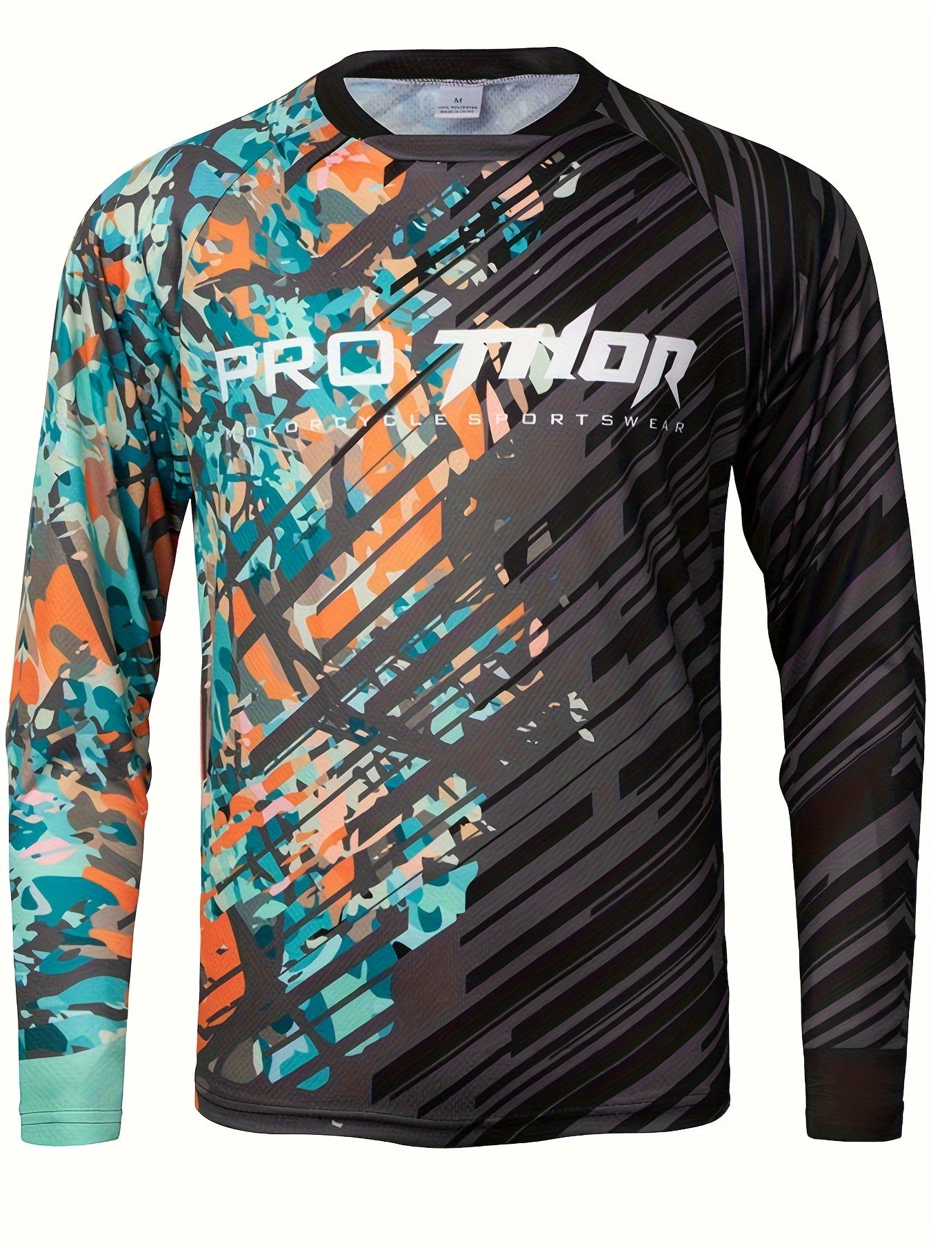 Men's Camo Long Sleeve Crew Neck Motorcycling T-shirt
