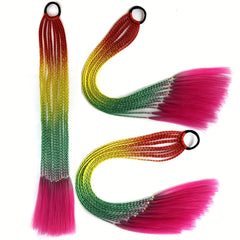 Rainbow Colorful Braiding Ponytail Extensions 55 88 Cm Long Ombre Braid Syntheti