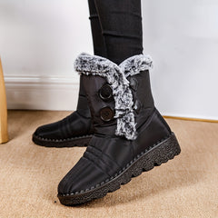 Faux Fur Lined Thermal Snow Boots Plush Round Toe Flat Winter Shoes