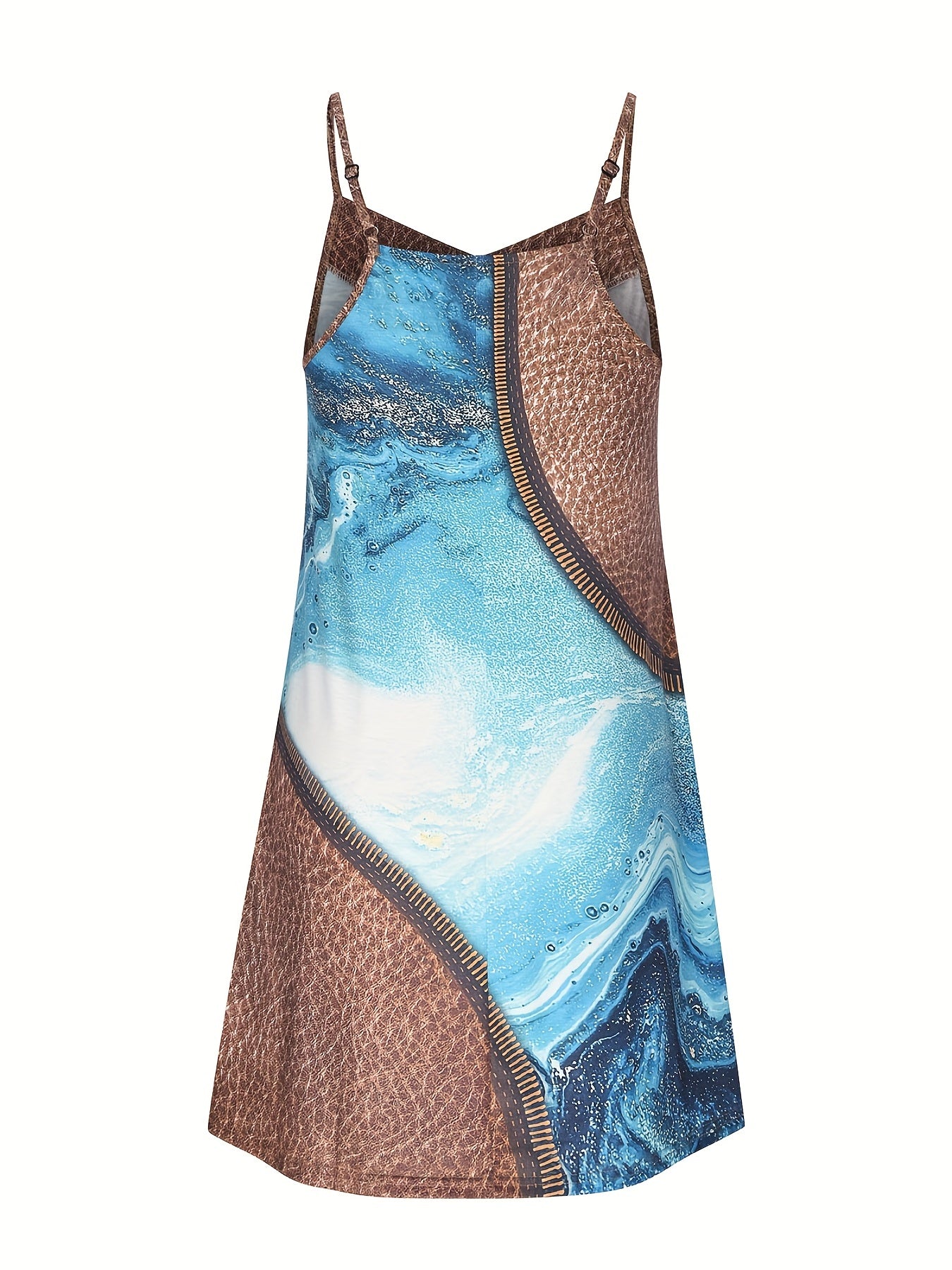 Ocean Creatures Print Round Neck Cami Dress