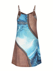 Ocean Creatures Print Round Neck Cami Dress