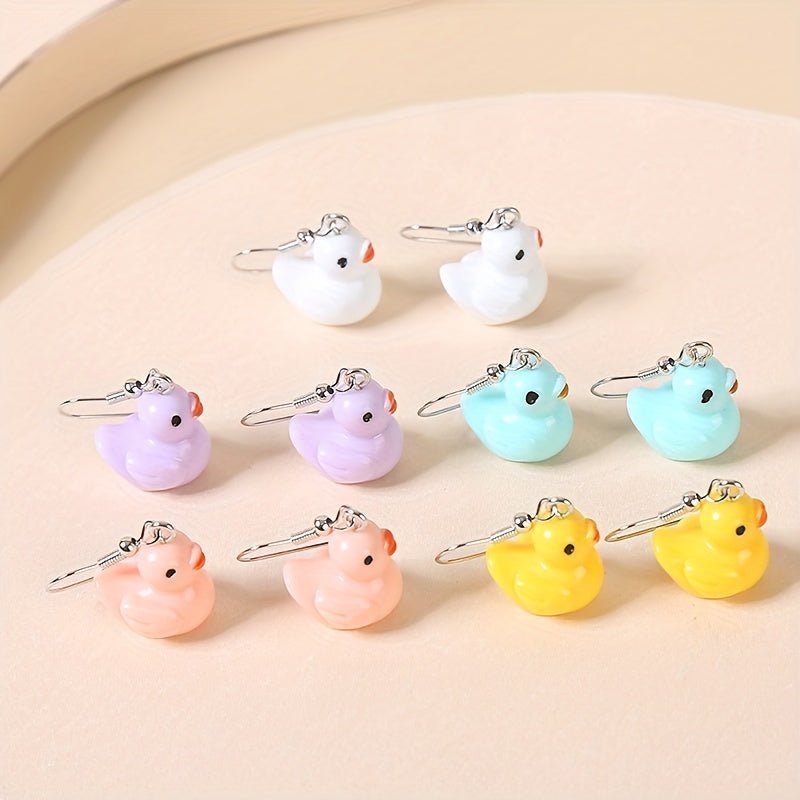 5 Pairs Girls Duck Drop Earrings for Parties and Gifts
