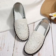 Floral Embroidered Flat Shoes Slip On Loafers Lightweight Flats
