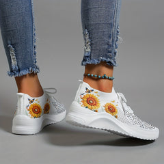 Women's Chunky Sneakers Sunflower Butterfly Print Running Shoes
