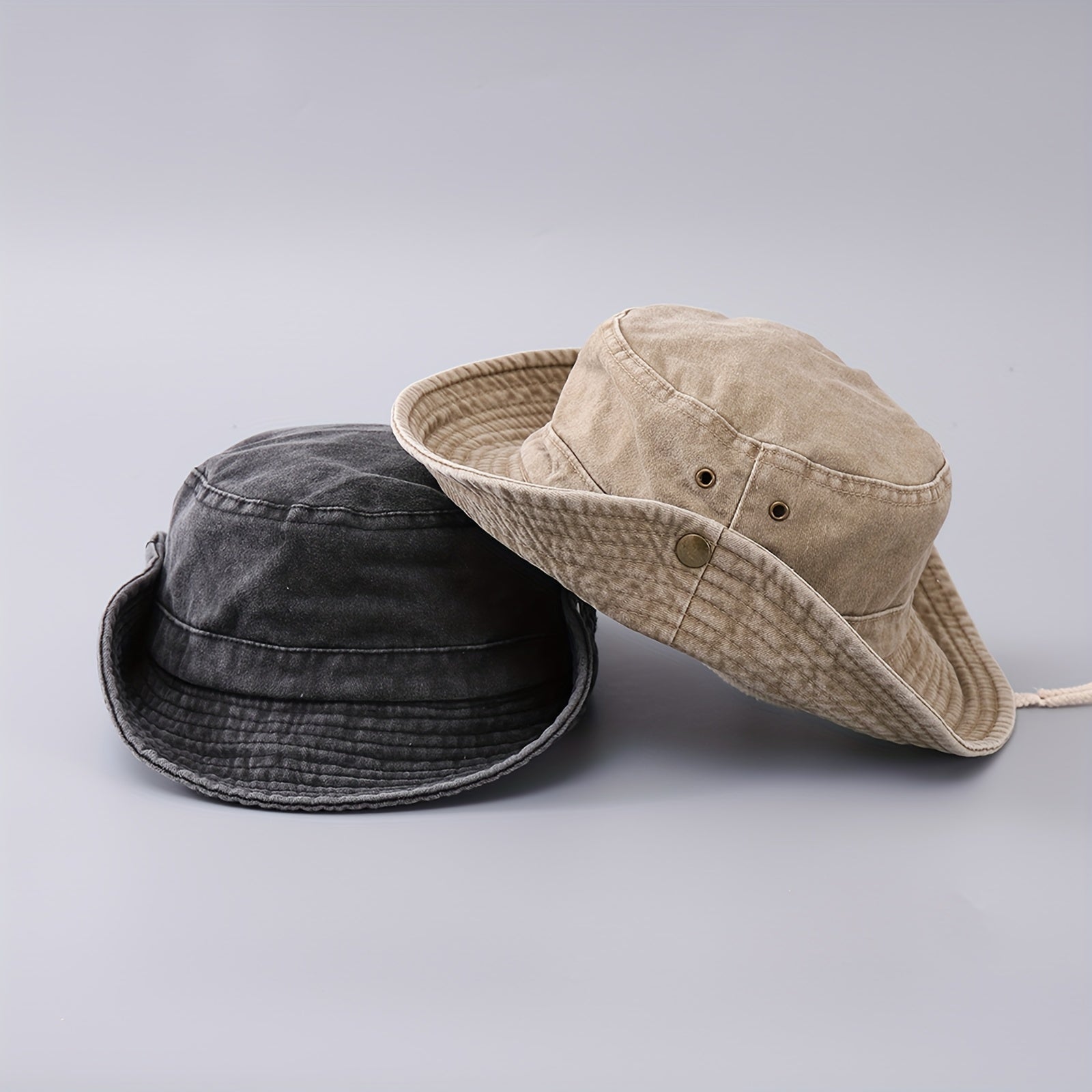 Cowboy Bucket Hat Button Style Double-sided Wear Mountaineering Cycling Hat