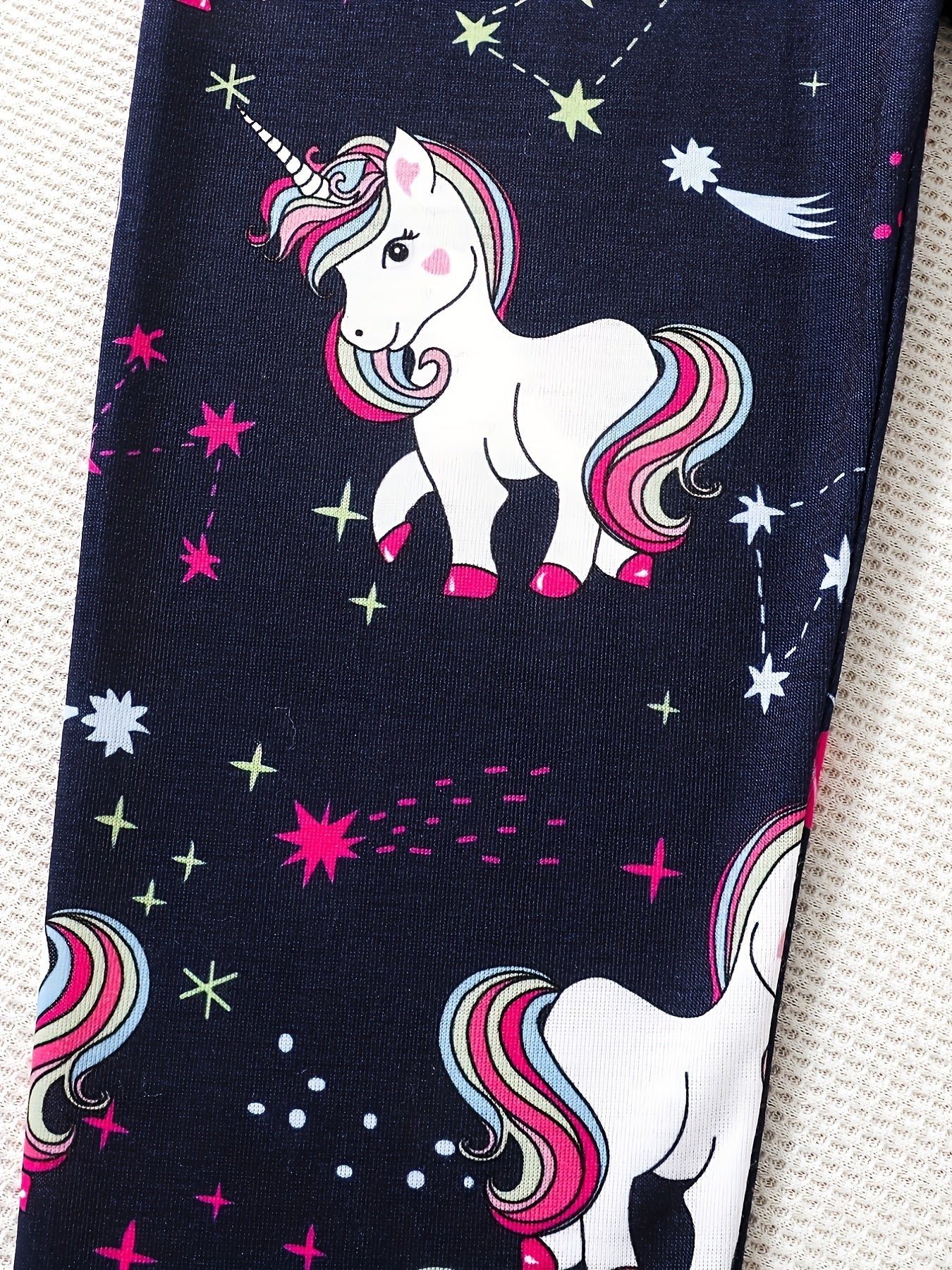 Kids Unicorn Graphic Elastic Waist Leggings