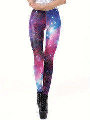 Starry Sky Print Leggings Casual Slim Long Length Leggings Women's Clothing