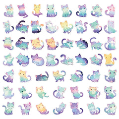 53pcs Cartoon Starry Sky Cats Funny Stickers Waterproof Vinyl Stickers