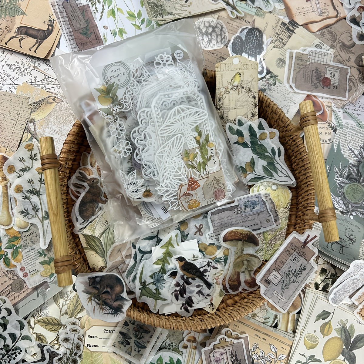 260pcs Retro Scrapbooking Paper Stickers DIY Decoration